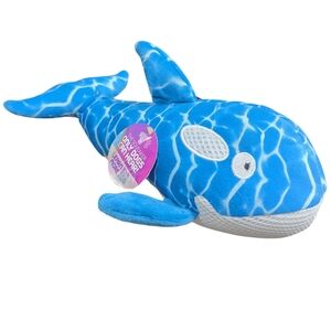 (2) Trustypup Dog Toy Whale Silent Squeaker Puppy Plush Durable Blue Sea Life